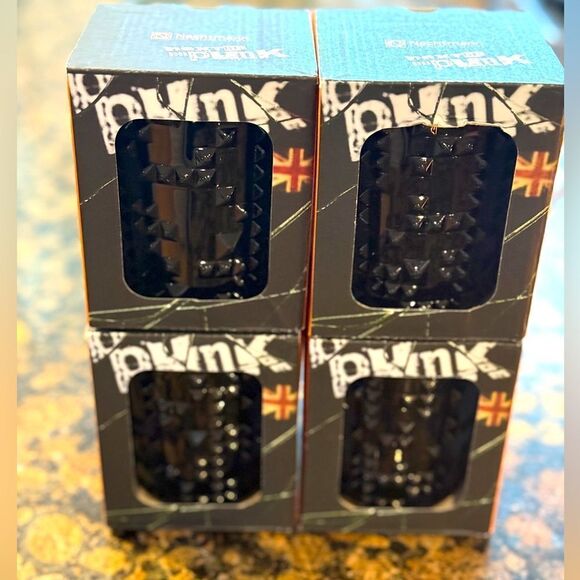 Set of 4 Nachtmann Black Studded Bavarian Crystal Whiskey Tumbler Glasses NIB